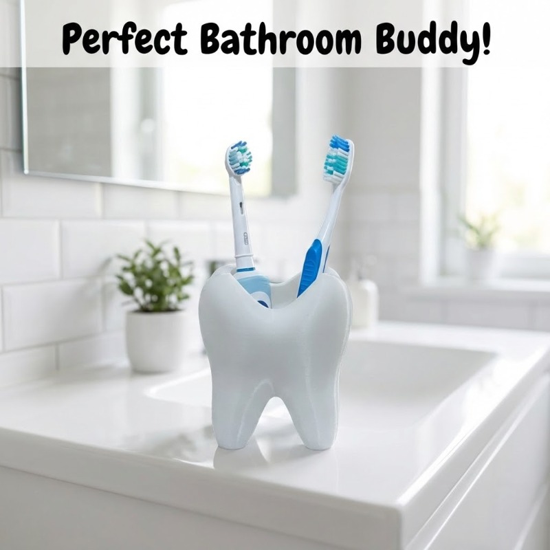 3D Printing Tooth - 3Dプリント歯型オーガナイザーホルダー、歯ブラシ、化粧ペン、バスルームデスクトップ装飾、ユニークな家の装飾収納棚