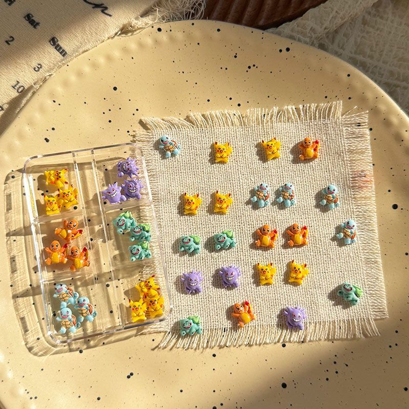 3D Printing Nails - ポケモンネイルアートアクセサリー、かわいいミニ3Dゼニガメとゲンガーのレジン製DIY装着可能なネイルデコレーション、友達への楽しい贈り物