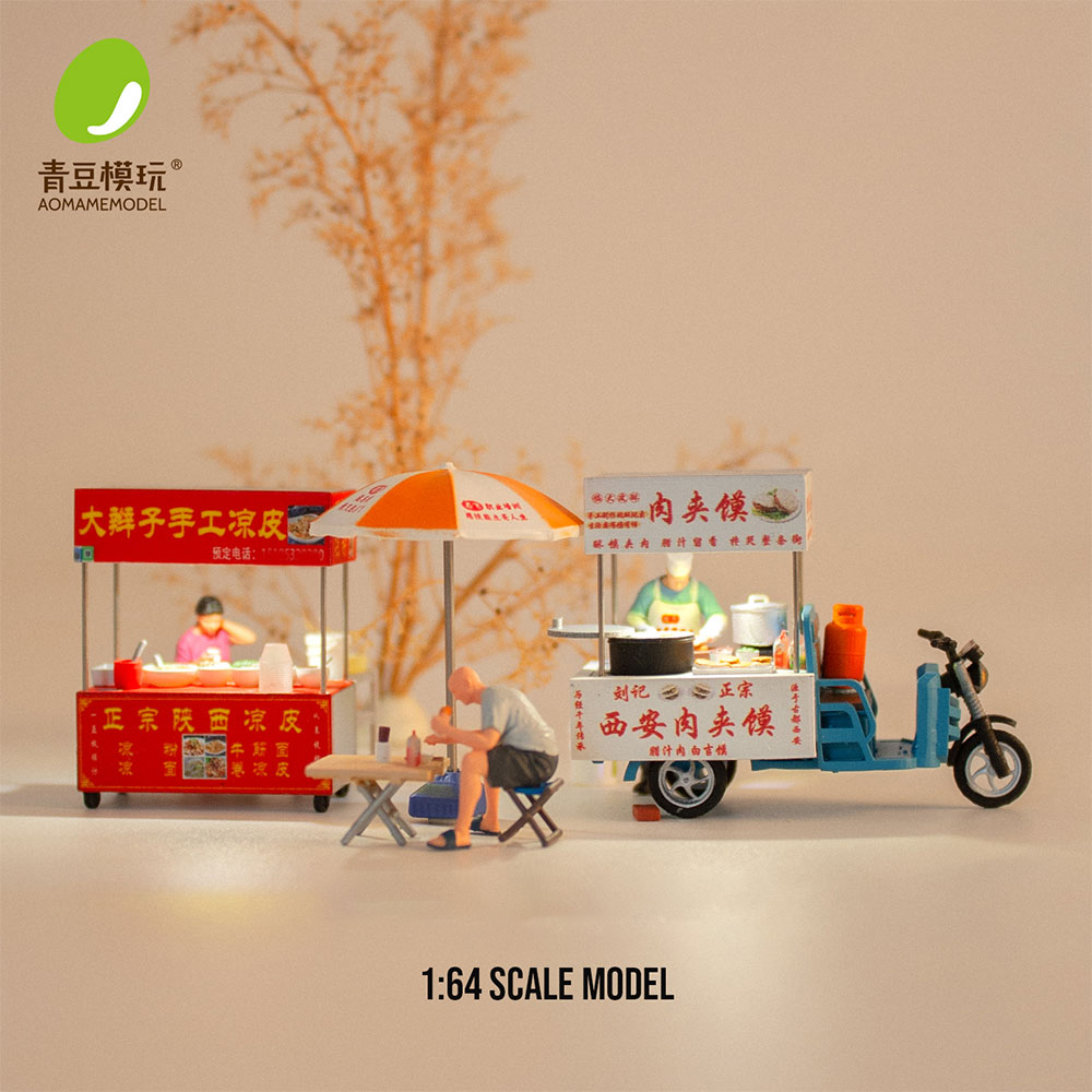 3D Printing Kit - 1/64 ナイトマーケットのモデルキット - 高精度3Dプリント樹脂製ミニチュアフードストール、モデルジオラマ、DIYシーン、コレクタブルアイテム用