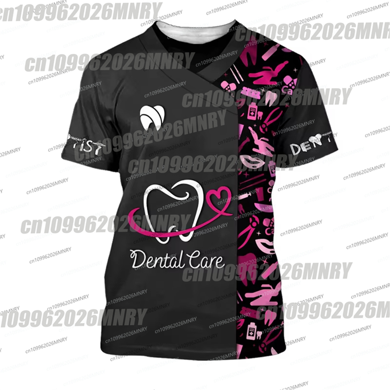 3D Printing Tooth - メンズTシャツ 歯の3Dプリント入り デイリーTシャツ 半袖 ファッション カジュアル