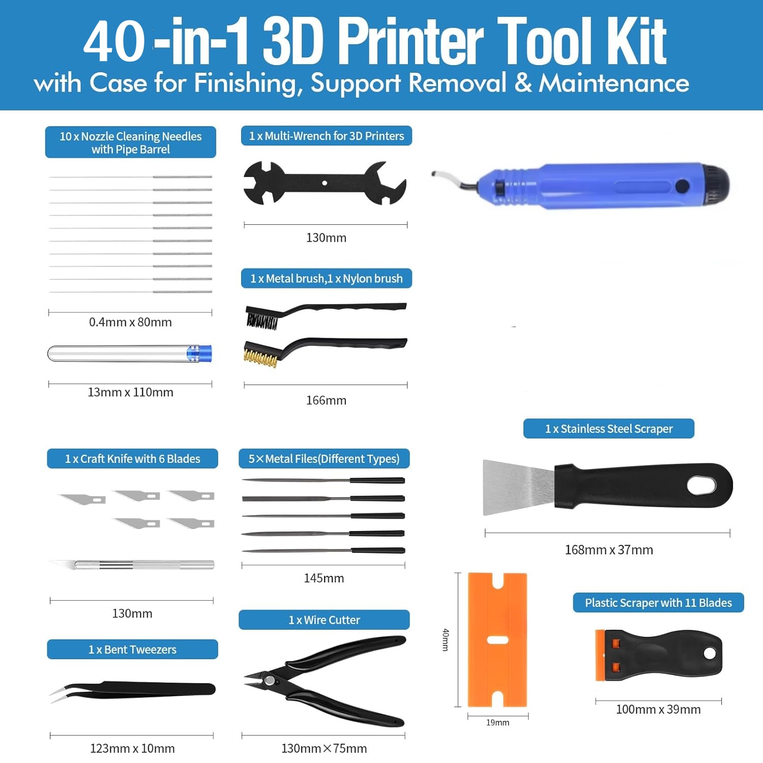 40個の3Dプリンターツール、スクレーパー、ファイル、ワイヤ - 3D Printing File のレビューと価格