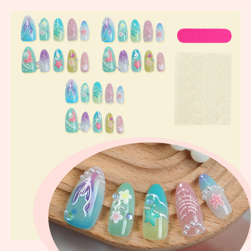 30枚入り サマープレスオンネイル 3Dオーシャン スターフ - 3D Printing Nails のレビューと価格