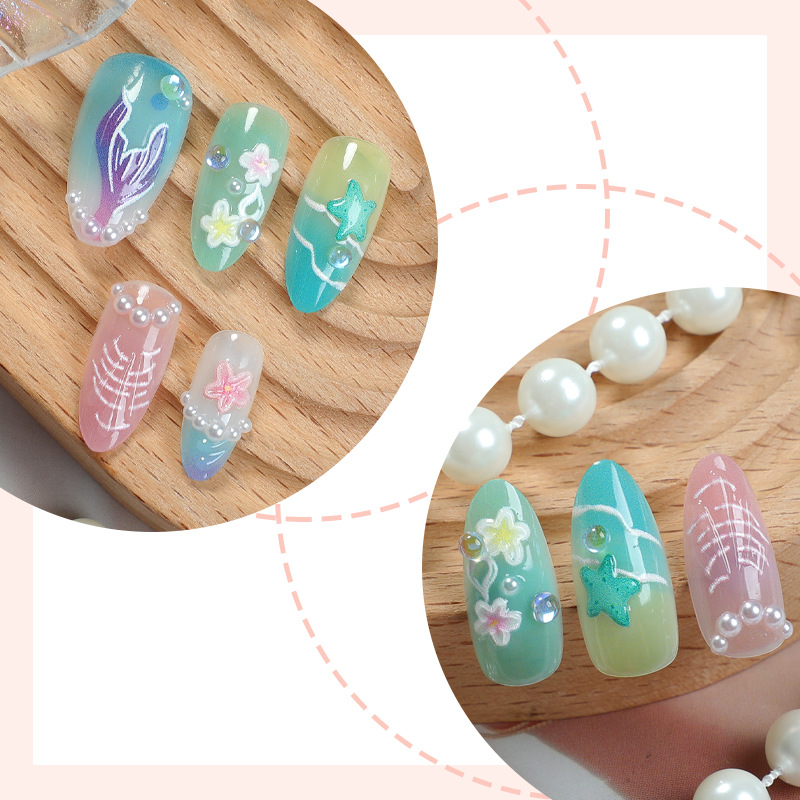30枚入り サマープレスオンネイル 3Dオーシャン スターフ - 3D Printing Nails のレビューと価格