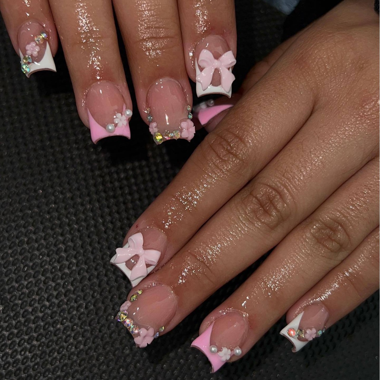 24枚の赤いフレンチネイルヒョウ柄エッジ3 D赤いリボン飾り - 3D Printing Nails のレビューと価格