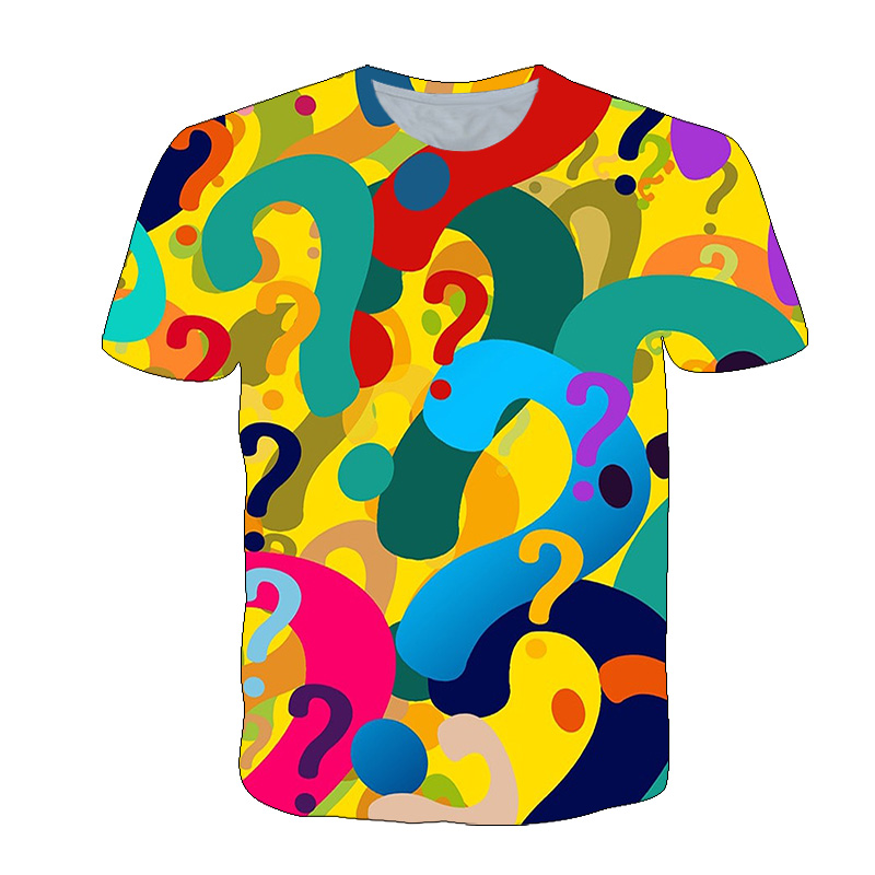 3D刺questionマークをモチーフにしたメンズ半袖Tシャ - 3D Printing Questions のレビューと価格