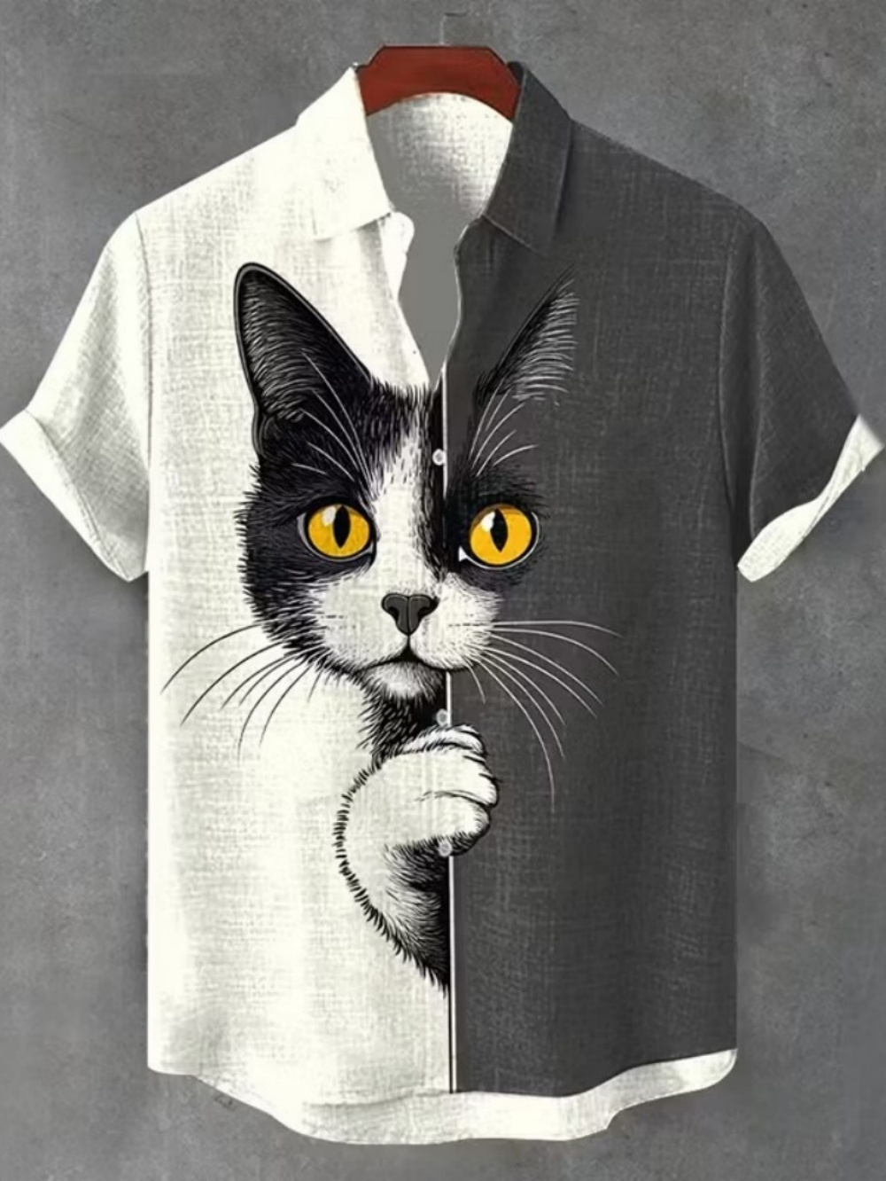 メンズ半袖ハワイアンシャツかわいい猫覗き見3Dプリントラペル - 3D Printing Cancer のレビューと価格